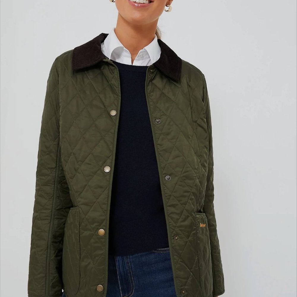 Barbour Annandale Quilted Jacket in Olive, Size 8